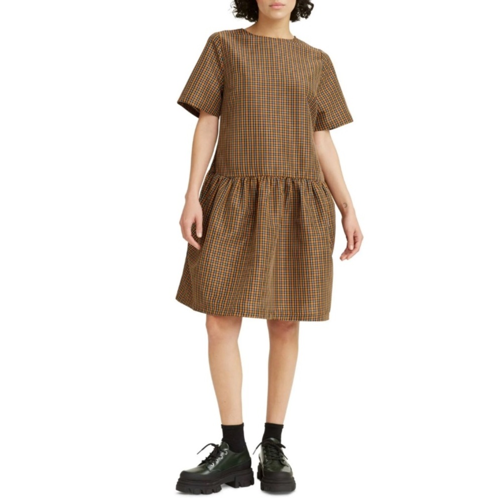 Levi's Tan Check Midi Dress